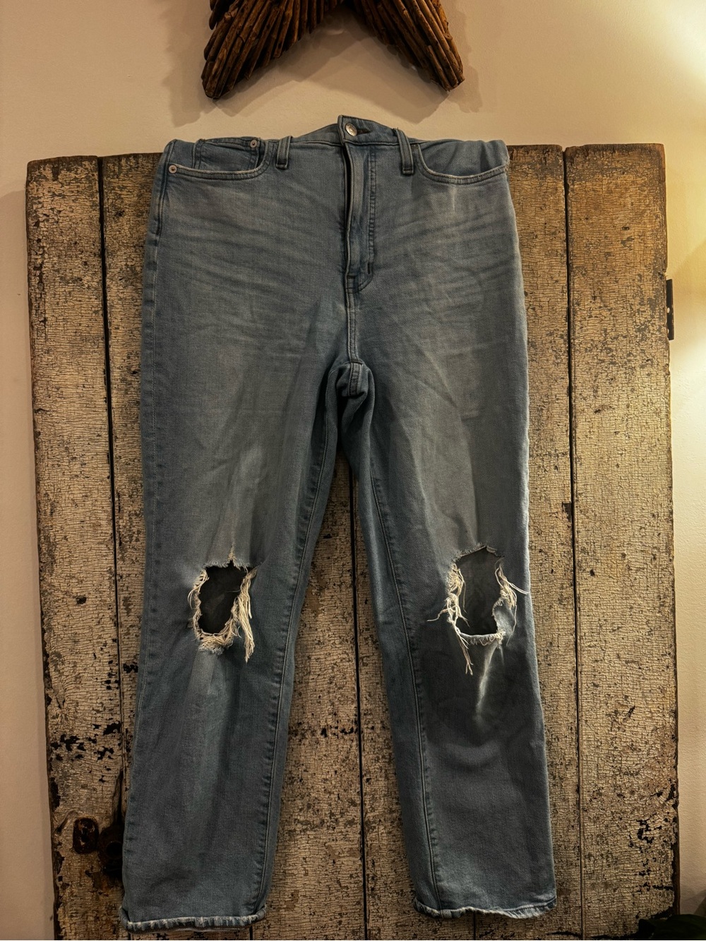 Madewell Curvy Perfect Vintage Straight Jeans Size 28 Distressed Light Wash